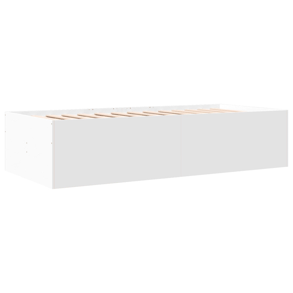 Divano Letto con Cassetti senza Materasso Bianco 90x190 cm