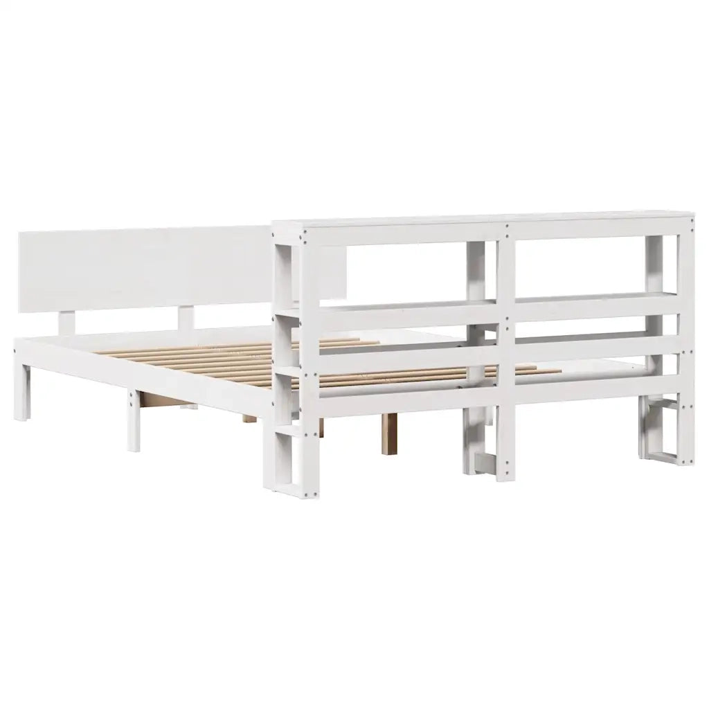 Giroletto con Testiera Bianco 150x200 cm Legno Massello di Pino