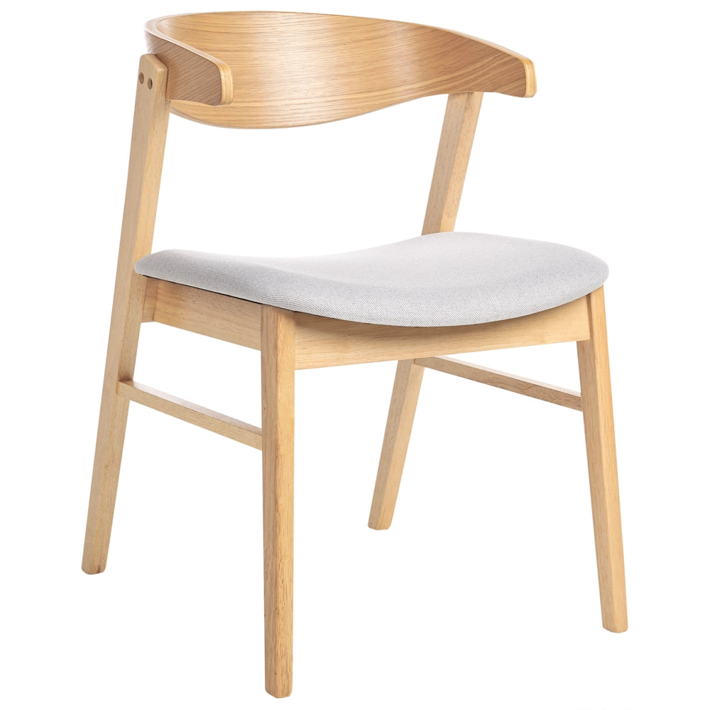 Set di 2 sedie da pranzo in legno chiaro e tessuto poliestere grigio Gambe in legno di gomma Stile retrò tradizionale