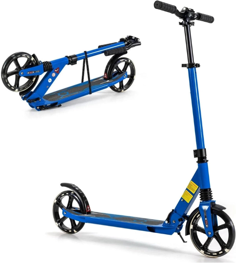 Monopattino da bambino con 2 ruote, LED e freno, skateboard pieghevole, 3 altezze regolabili, scooter in alluminio con cavalletto e cintura, carico 100 kg, bambini 8 anni