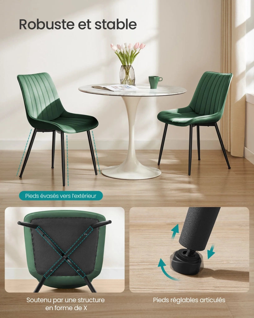 Set di 2 sedie da pranzo/cucina con portata fino a 120 kg gambe in acciaio schienale ergonomico per sala da pranzo/cucina verde 12_0006191