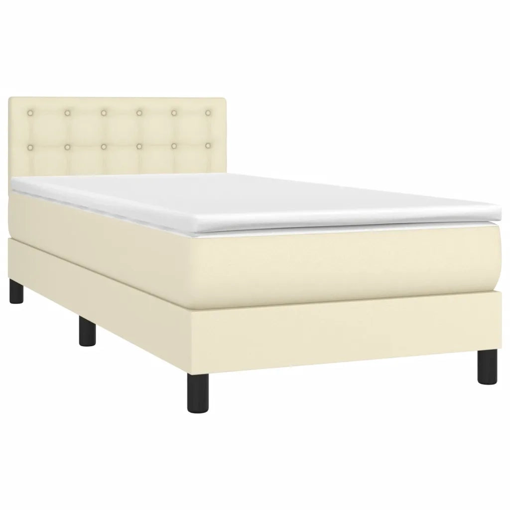 Giroletto a Molle con Materasso Crema 90x200 cm in Similpelle cod mxl 63460