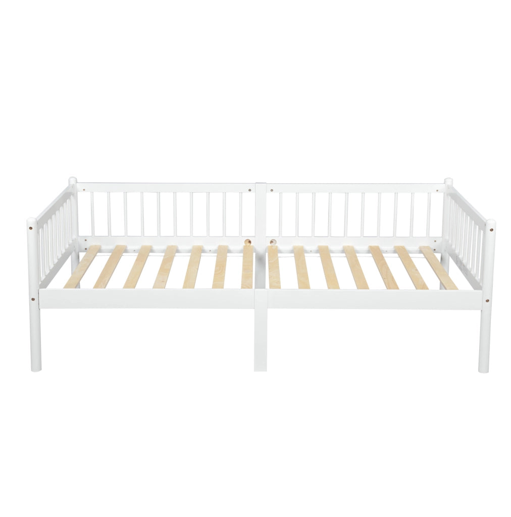 Letto a giorno 90x200 cm con sponde a 3 lati in legno di pino bianco