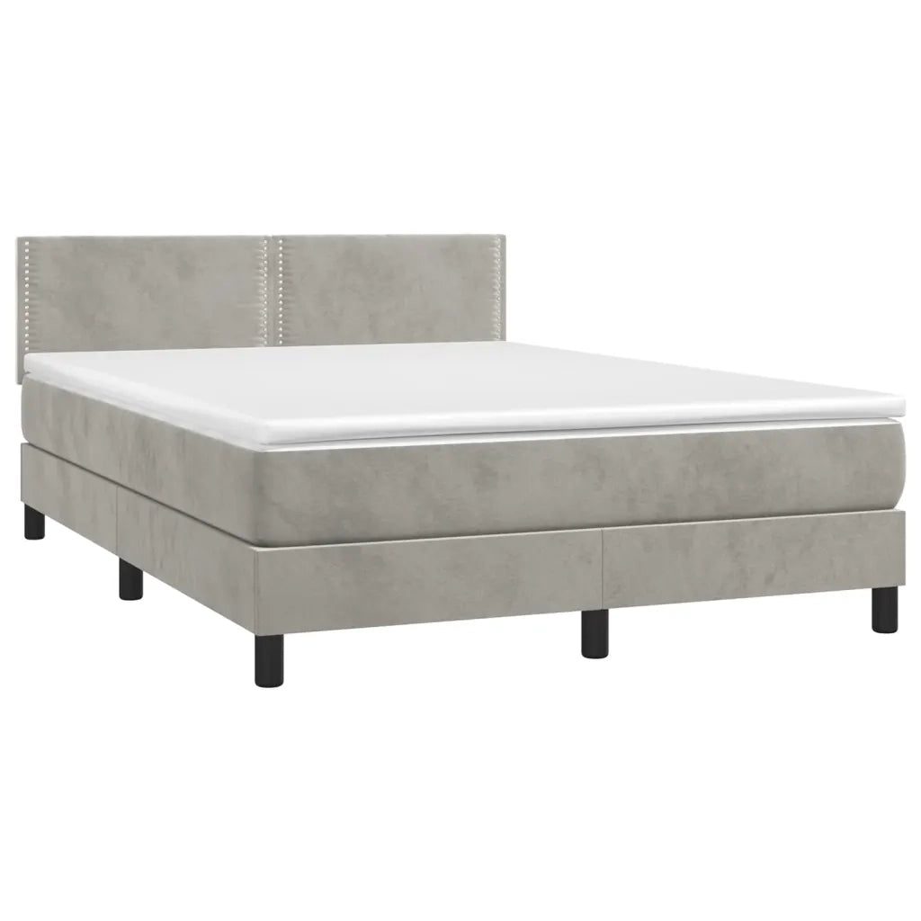 Giroletto a Molle con Materasso Grigio Chiaro 140x200cm Vellutocod mxl 125086