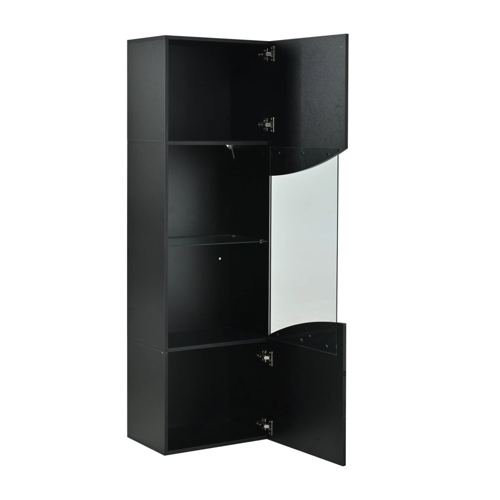 Vetrina Alta Soggiorno con LED ¨C MINIMAL ¨C Nero Lucido 35x50x165
