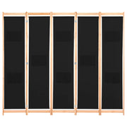 Divisorio Ambienti | Divider per stanze | Paravento a 5 Pannelli Nero 200x170x4 cm in Tessuto