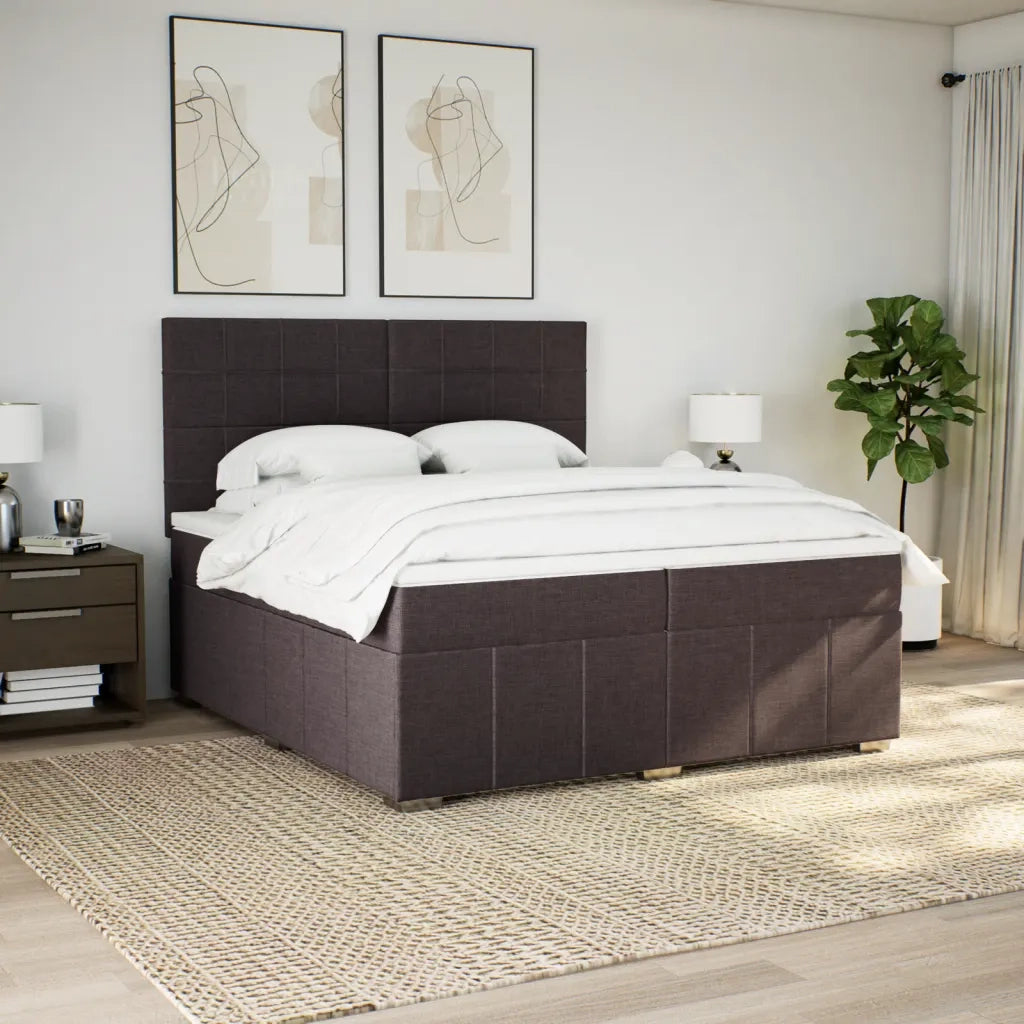 Giroletto a Molle con Materasso Marrone Scuro 200x200cm Tessuto 3291778