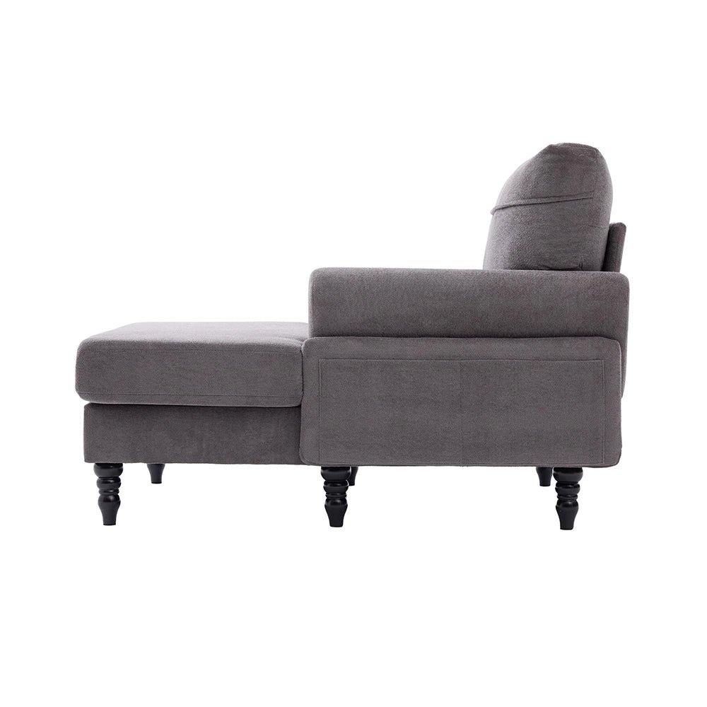 Poltrona reclinabile moderna - Xylo - Tessuto chenille, comoda con braccioli, tasche laterali, piedi in legno