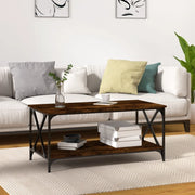 Tavolino-Tavolino da soggiorno-Tavolo Rovere Fumo 100x50x45 cm in Legno Multistrato e Ferro