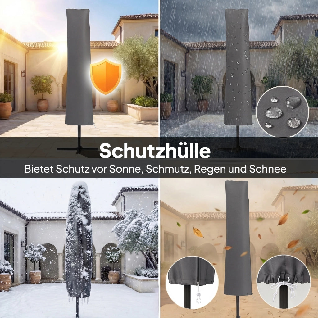 Ombrellone da giardino 300 cm inclinabile con manovella ¨C zephmum ¨C grigio scuro