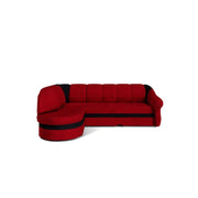 Divano ad angolo sinistro trasformabile BENANA 250 cm rosso e nero con contenitore