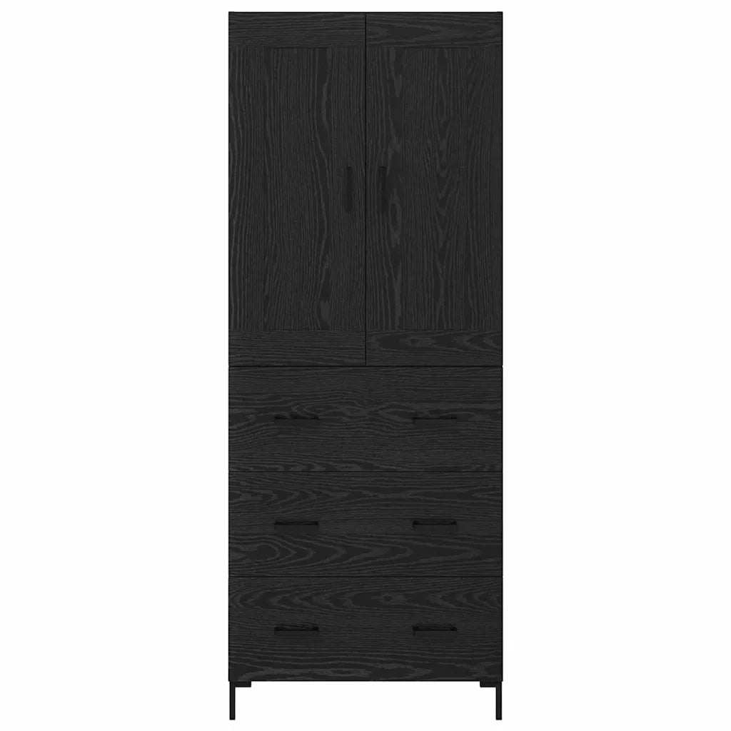 Credenza con cassetto 2 pcs Rovere Nero Legno multistrato