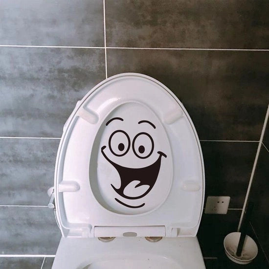 Decorazione per WC - Stickers Decorativi - Materiale PVC - Impermeabili - Rimovibili - Riciclabili - 2 Stickers con Sorriso - Decorazione WC