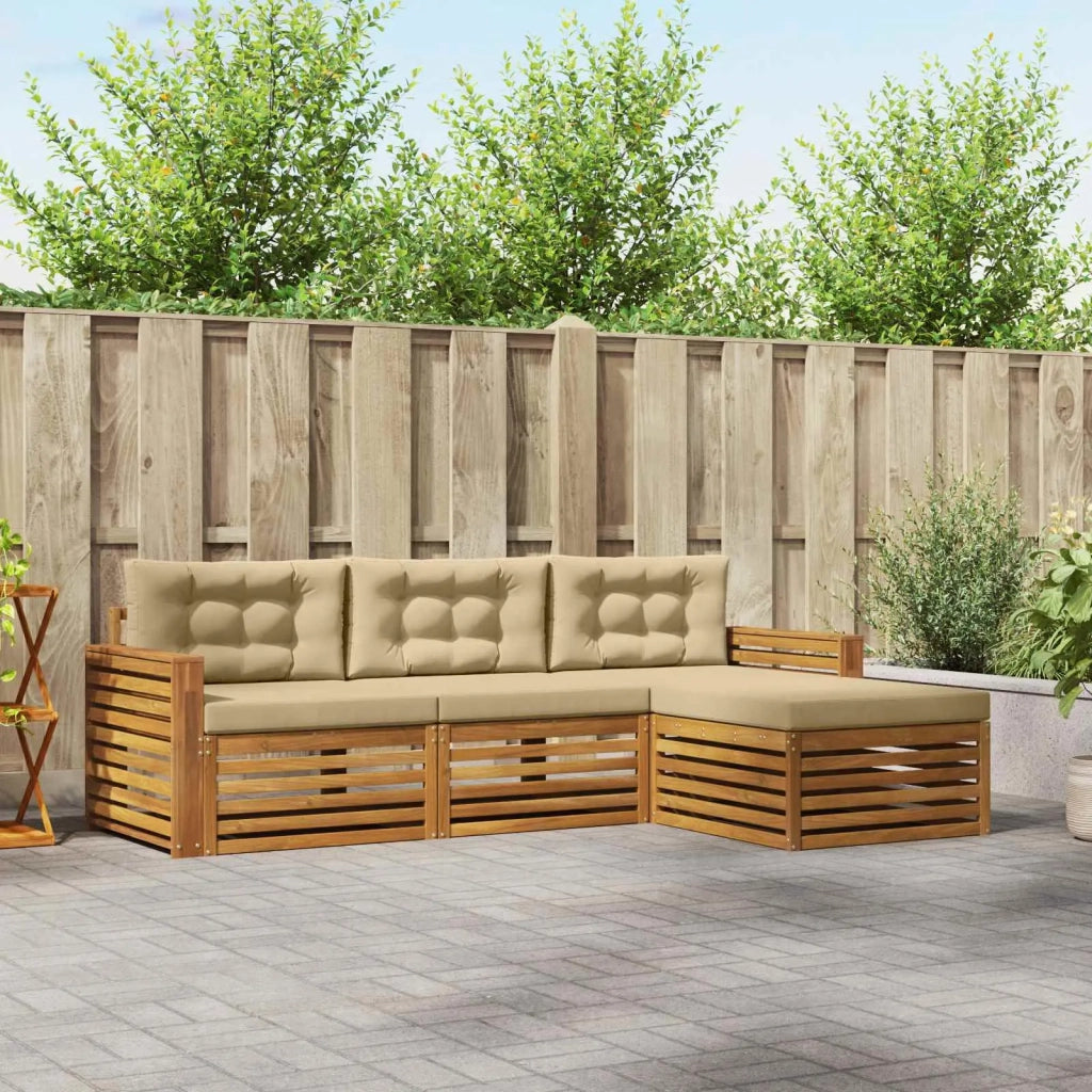 Set di divani da esterno Naturale e Beige 257,5 x 162,5 x 73 cm