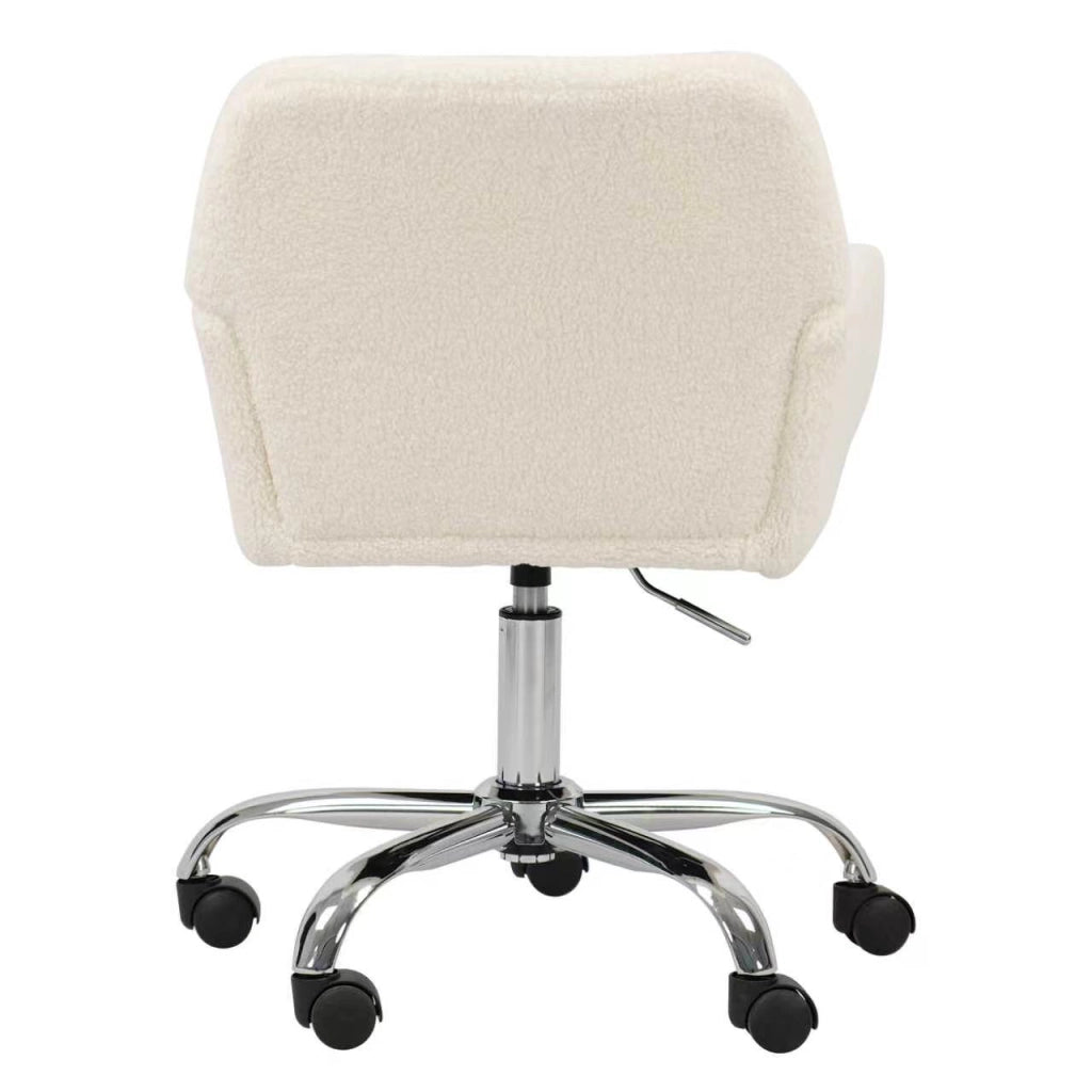 SEDIA Ufficio girevole regolabile 53x53x55 cm bianca in pelliccia sintetica