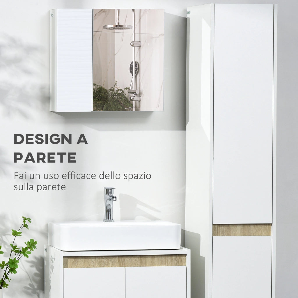 Armadietto Bagno con Specchio ¨C zephmum ¨C 48x15x45 cm, Bianco