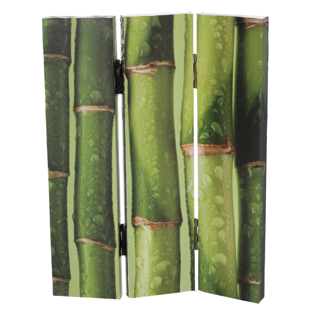Paravento Separè 3 Pannelli 120,6x2,5xh180 cm Stampa Bambù Verde