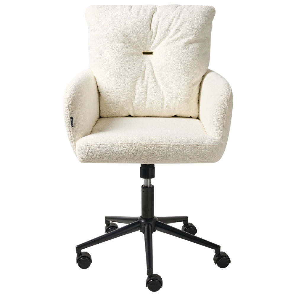 Sedia da ufficio in tessuto Boucle Struttura in metallo Funzione girevole Inclinazione Altezza regolabile Mobili da ufficio Bianco sporco