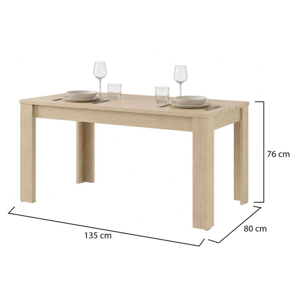 Luarca, Tavolo Fisso 6 Posti, 135x80x76h cm Marrone Rovere