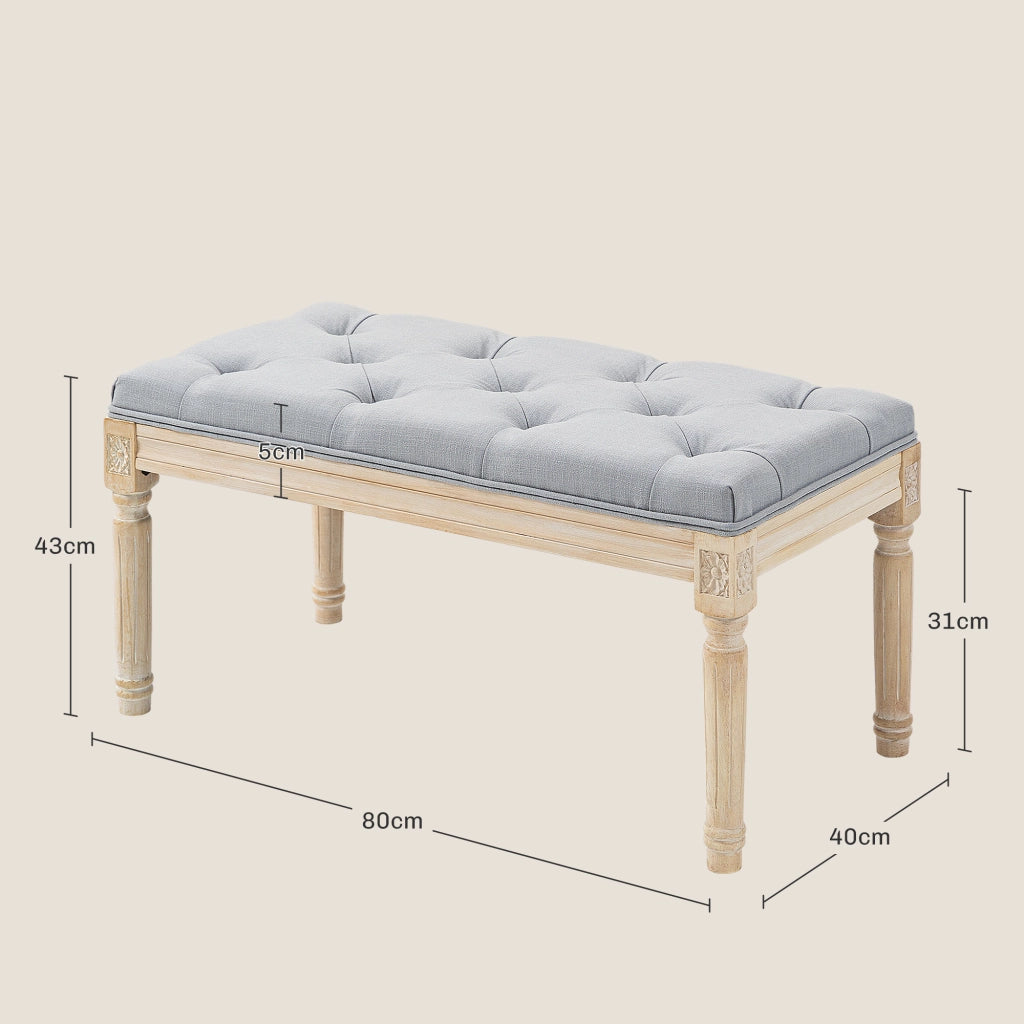 Pouf piedi letto imbottito in tessuto ¨C zephmum ¨C grigio chiaro