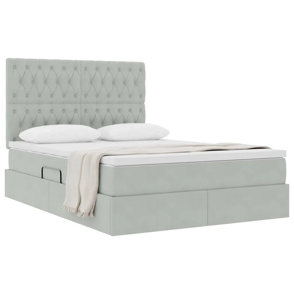 Letto con contenitore e materasso Grigio chiaro 140 x 200 cm 3372093