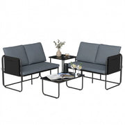 Set Giardino 4 Pezzi con Divani 2 Posti e Tavoli Vetro ¨C Zephmum ¨C Grigio