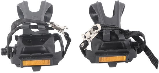 Pedali per Bicicletta in Nylon Sostenibile - Progettazione Leggera - Migliorata Stabilità - Installazione Facile - Clip Antiscivolo - Cinture Regolabili - Accessori per Bicicletta