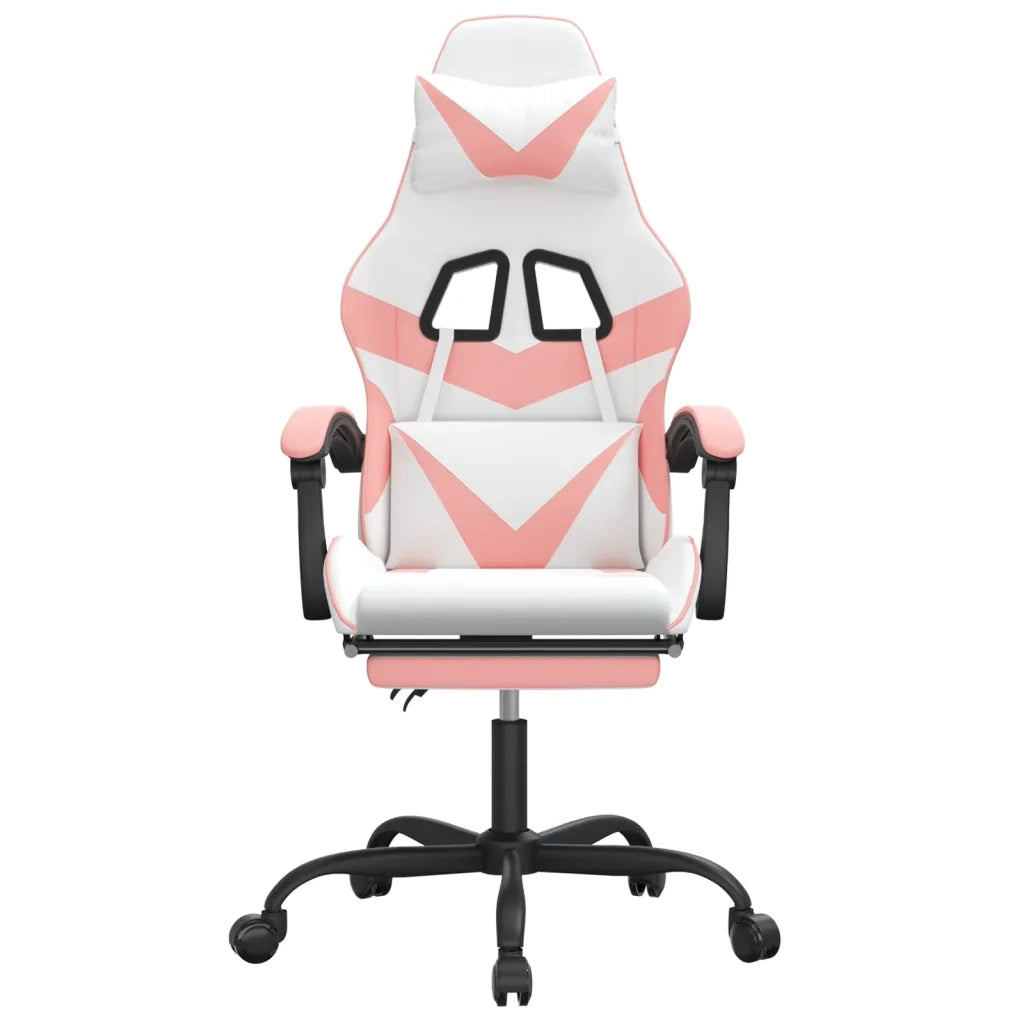Sedia da Gaming con Poggiapiedi Bianco e Rosa in Similpelle 3143863