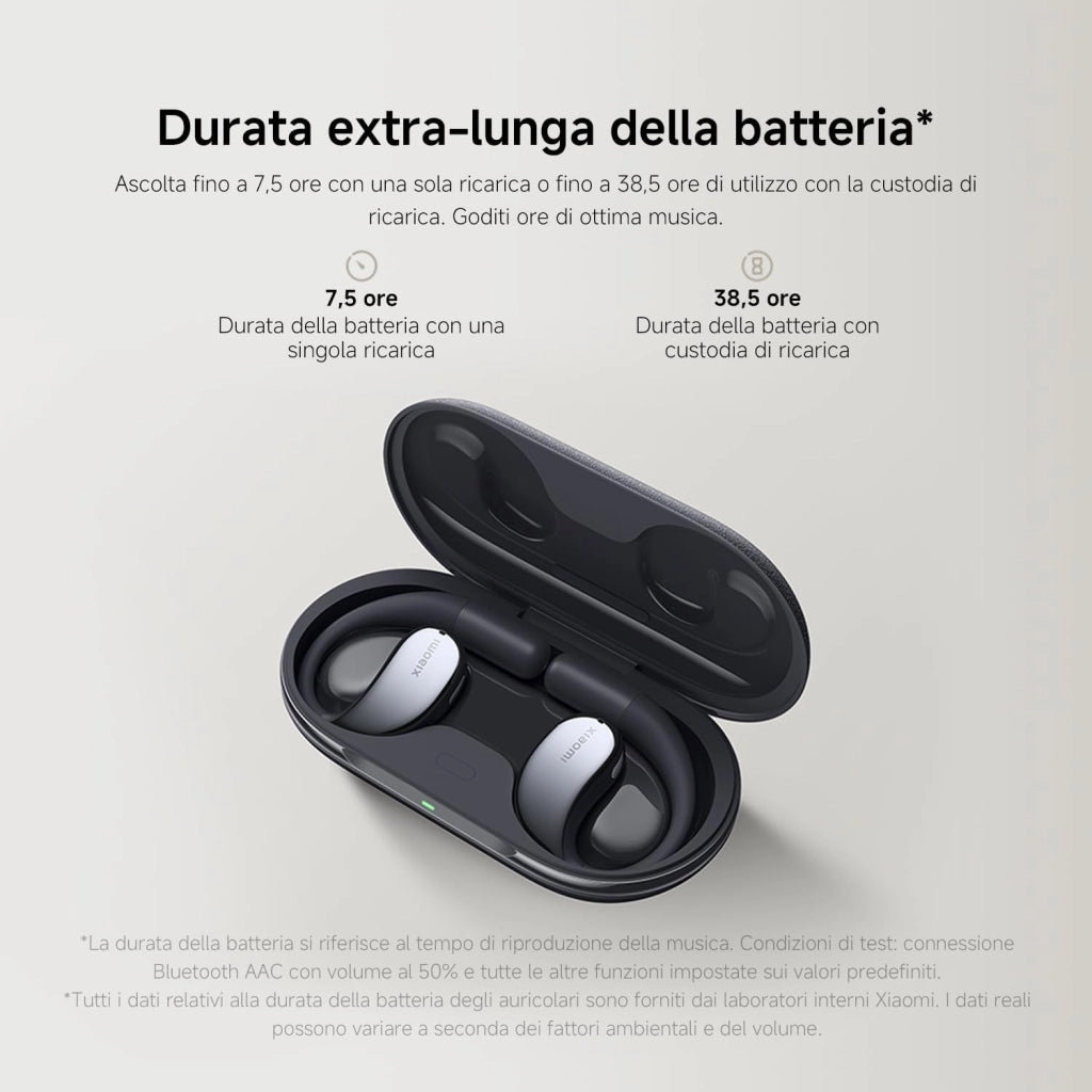 OpenWear Stereo, Cuffie Bluetooth, custodia di ricarica, Hi-Res Audio con driver dinamico, Fino a 38,5 ore di ascolto, Doppio microfono con riduzione del rumore, Design Ergonomico, Beige