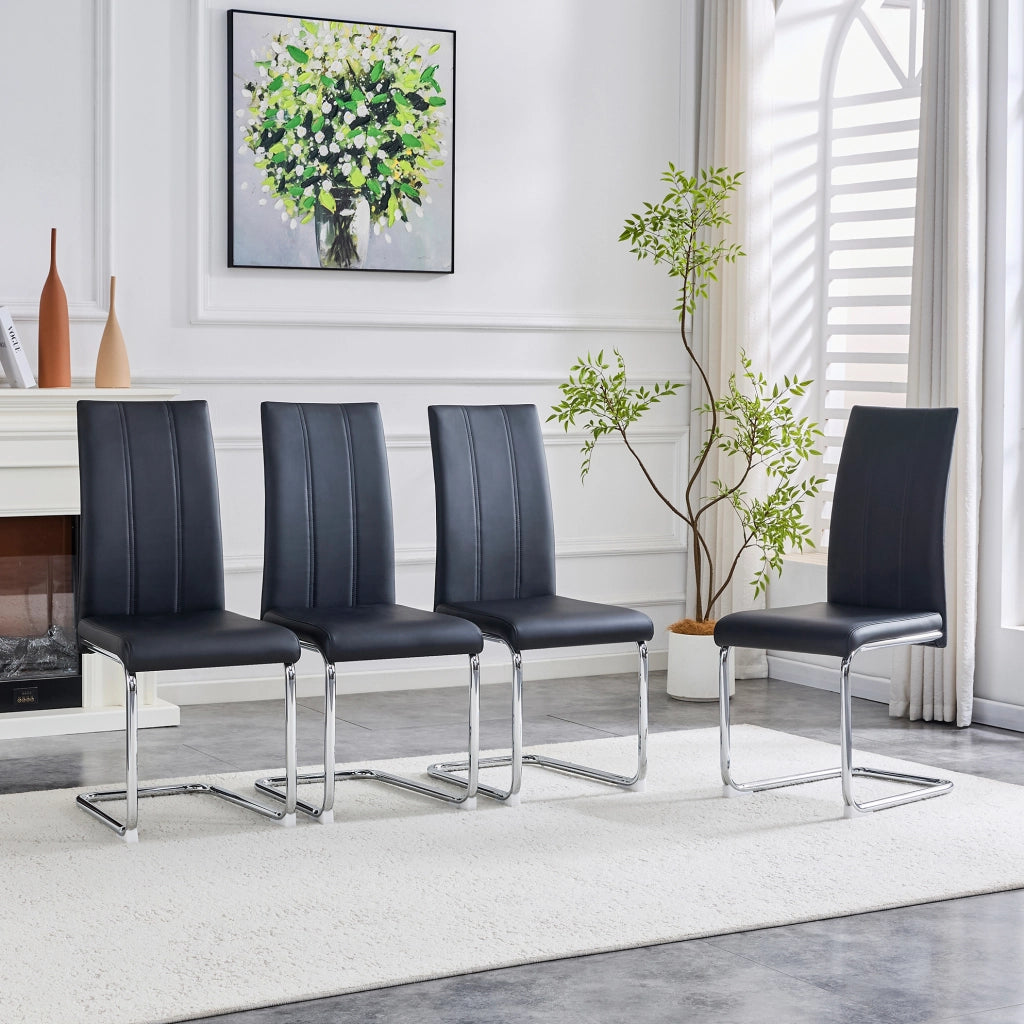 Sedia da Pranzo Moderna Nera in PU e Metallo con Design Ergonomico
