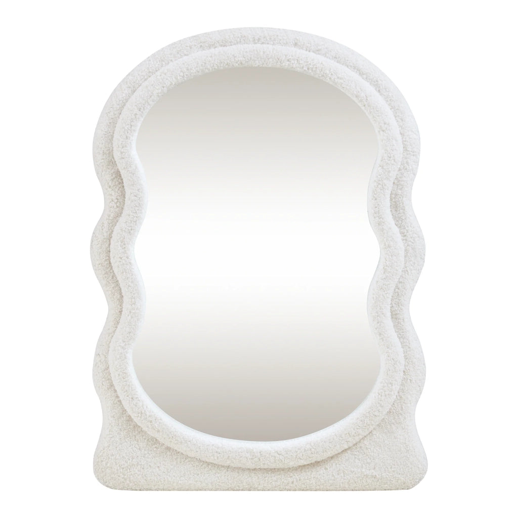 Specchio decorativo moderno da parete con cornice in tessuto felpato 80 x 60 cm bianco 03_0010175