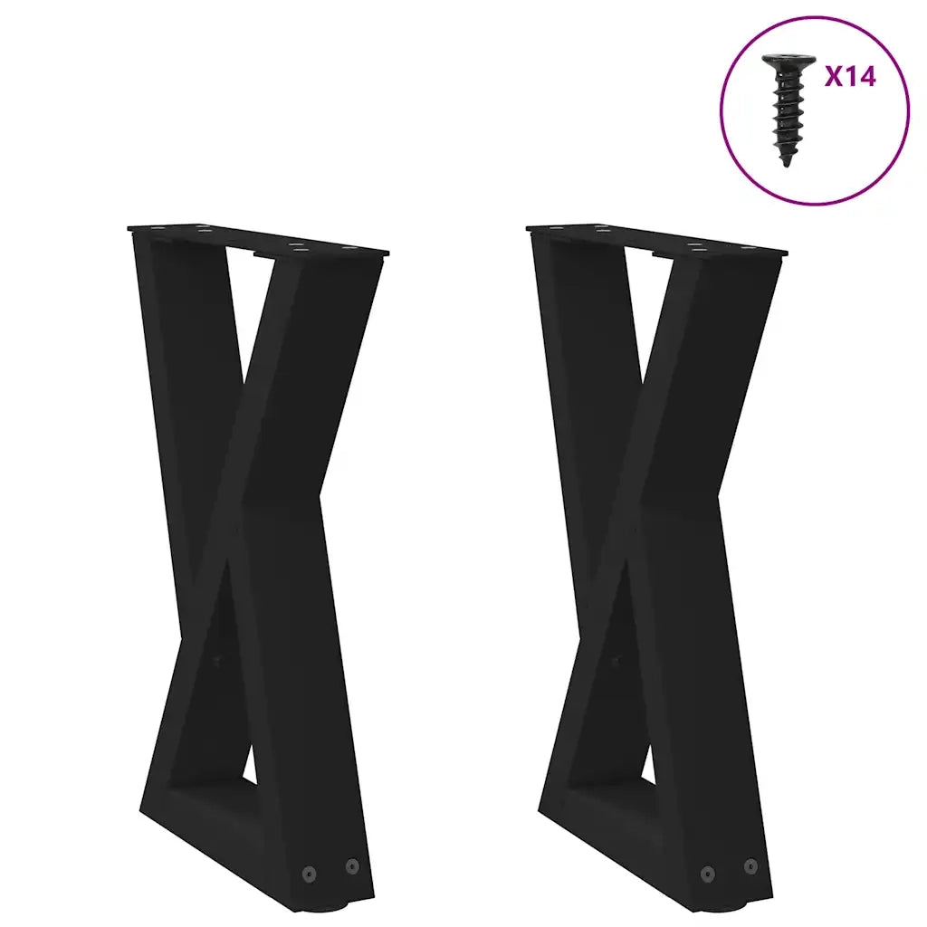 Gambe per Tavolino da CaffÃ¨ 2 pz Nere 38x(42-43,3) cm Acciaio