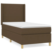Letto singolo | Letto per adulti | Giroletto a Molle con Materasso Marrone Scuro 80x200 cm Tessuto