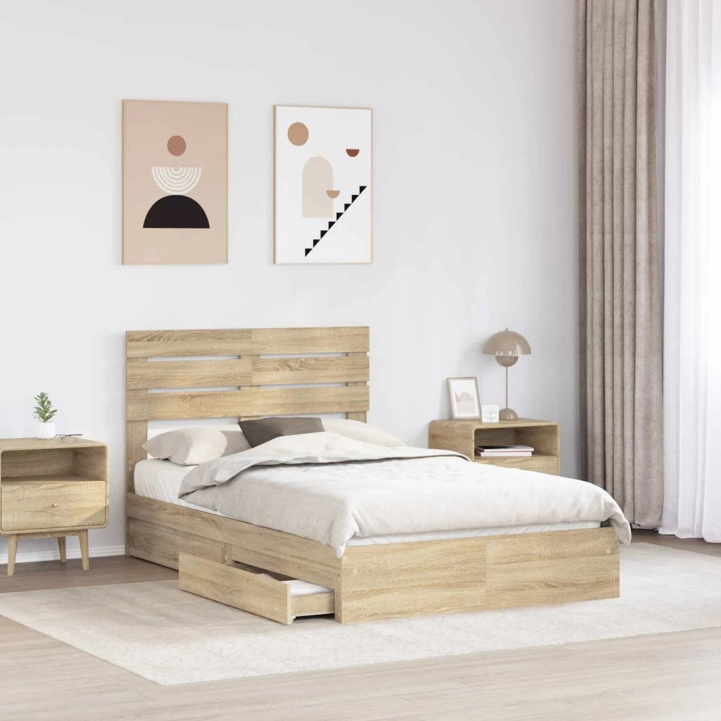 Letto con Contenitore con testiera Rovere Sonoma 120 x 200 cm 3411580