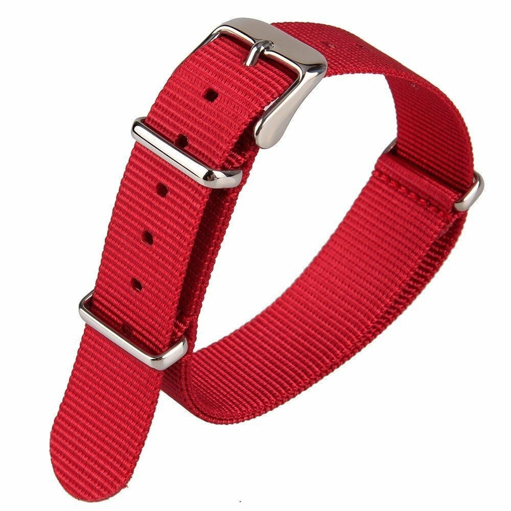 Trade Shop - Cinturino In Nylon Universale Ricambio Orologio Larghezza 18mm Rosso -