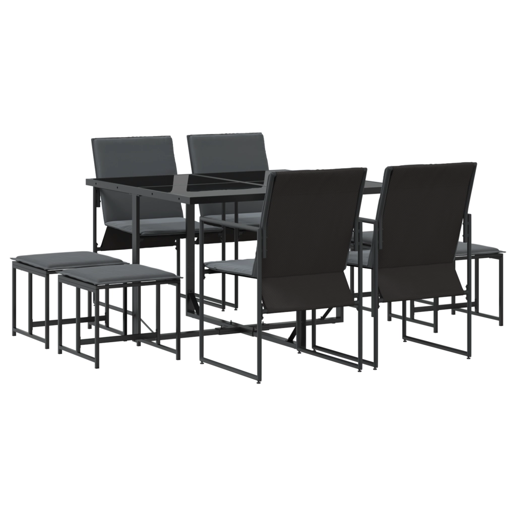 Set da pranzo da giardino  in 10 pezzi con cuscini in acciaio e Textilene