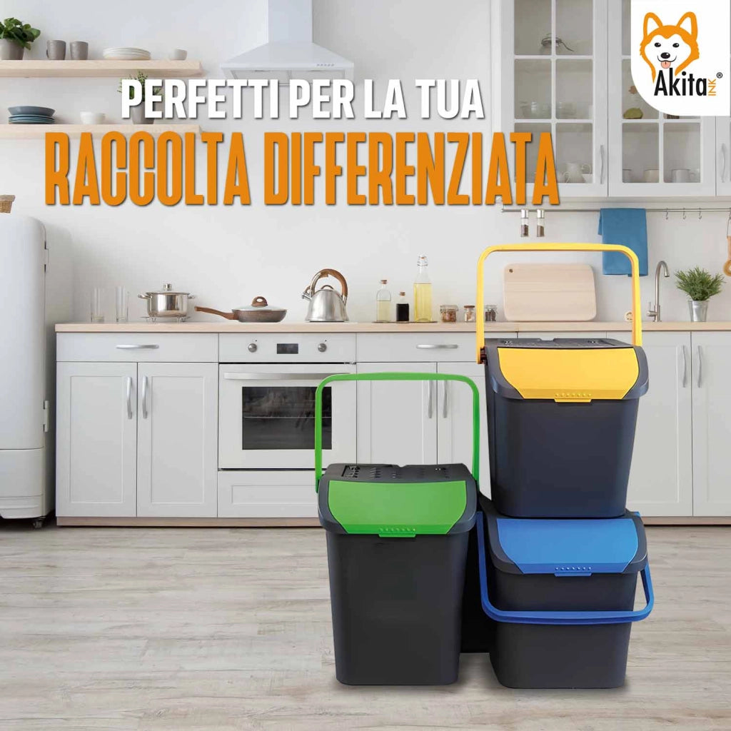 Akitaink Set 3 Pattumiere 35L Differenziata