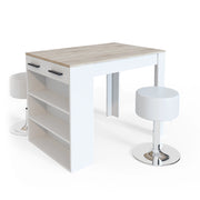 Vicco Set tavolo da pranzo Sonoma/Bianco 67 x 100 cm con 2 sgabelli