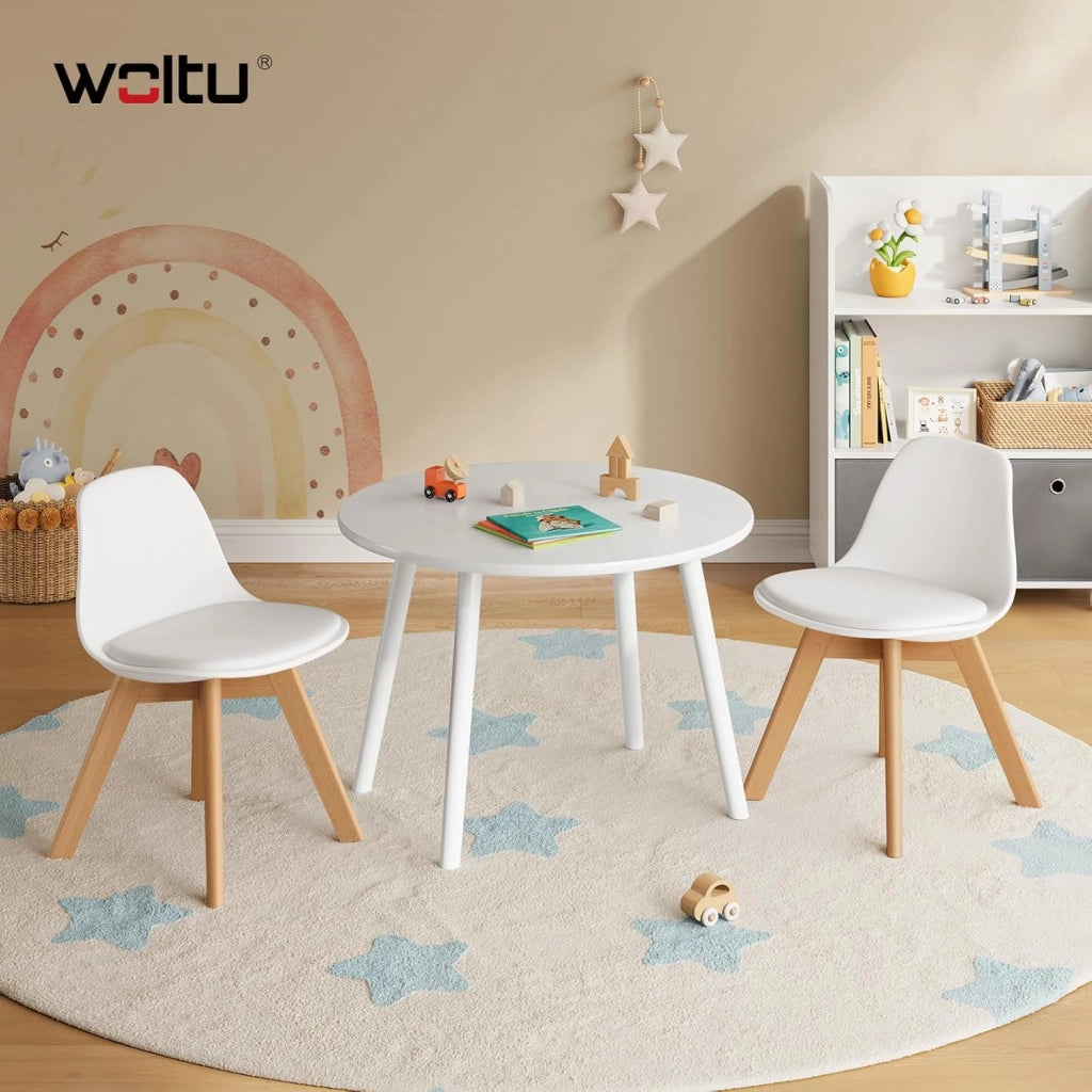 Sedia Bambini Sediolina da Tavolo Piccola Poltroncina Bimbi per Cameretta Plastica e PU Bianco
