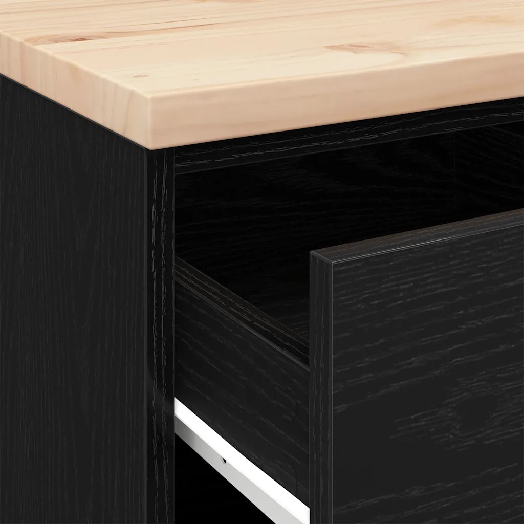 Armadietto da Garage Nero 40x51x85 cm in Legno Massello di Pino 860590