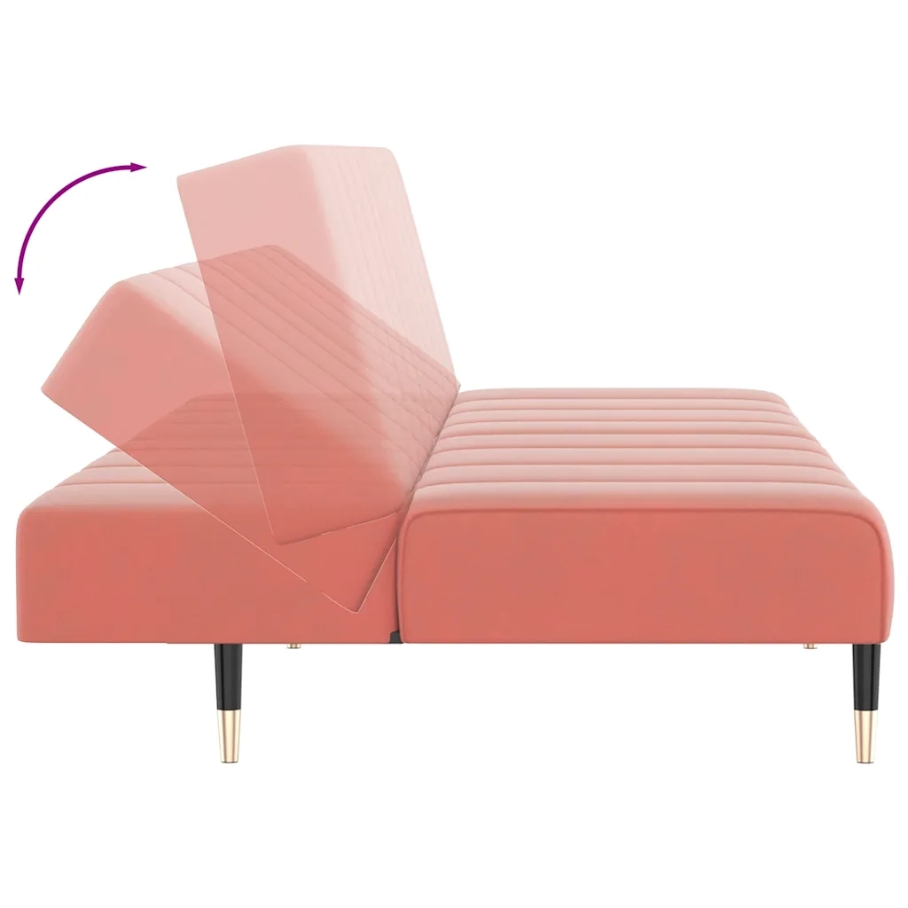 vidaXL Divano Letto a 2 Posti Rosa in Velluto