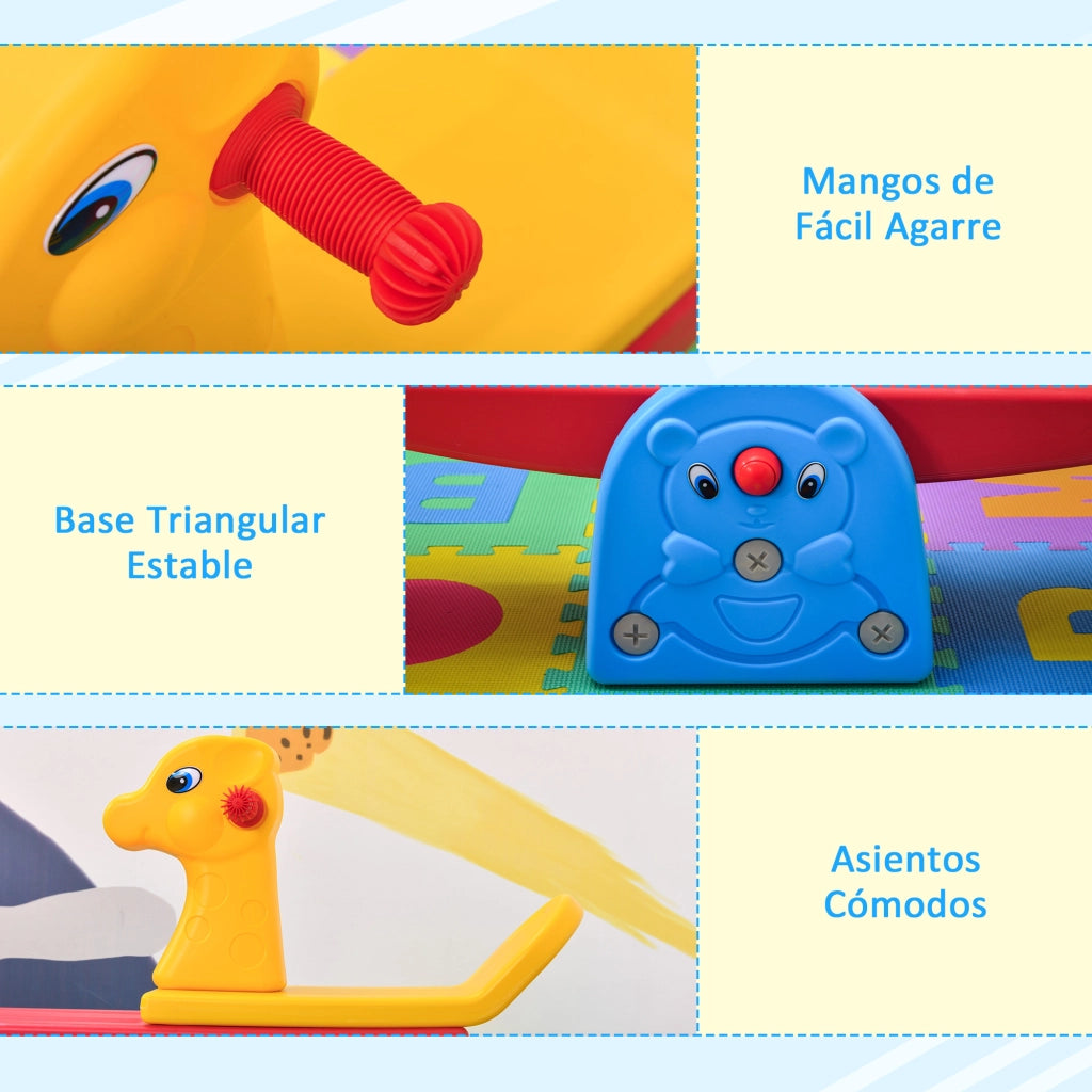 Altalena bilico a dondolo per bambini con manubrio ¨C zephmum ¨C giraffa multicolor 150x32x60 cm