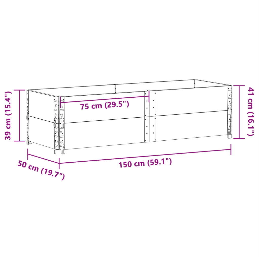 Paretali per Pallet 2 pz Grigi 150x50cm Legno Massello di Pino CFW6515363