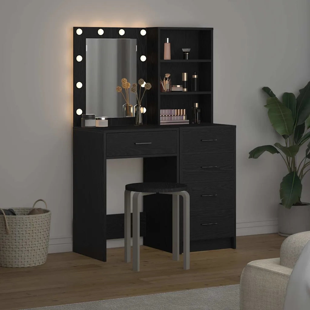 Tavolo da Trucco 2 pcs Nero 50 x 41 x 135 cm Legno multistrato 3334201