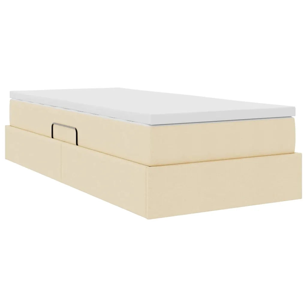 Letto con contenitore e materasso Crema 100 x 200 cm Poliestere 3370210