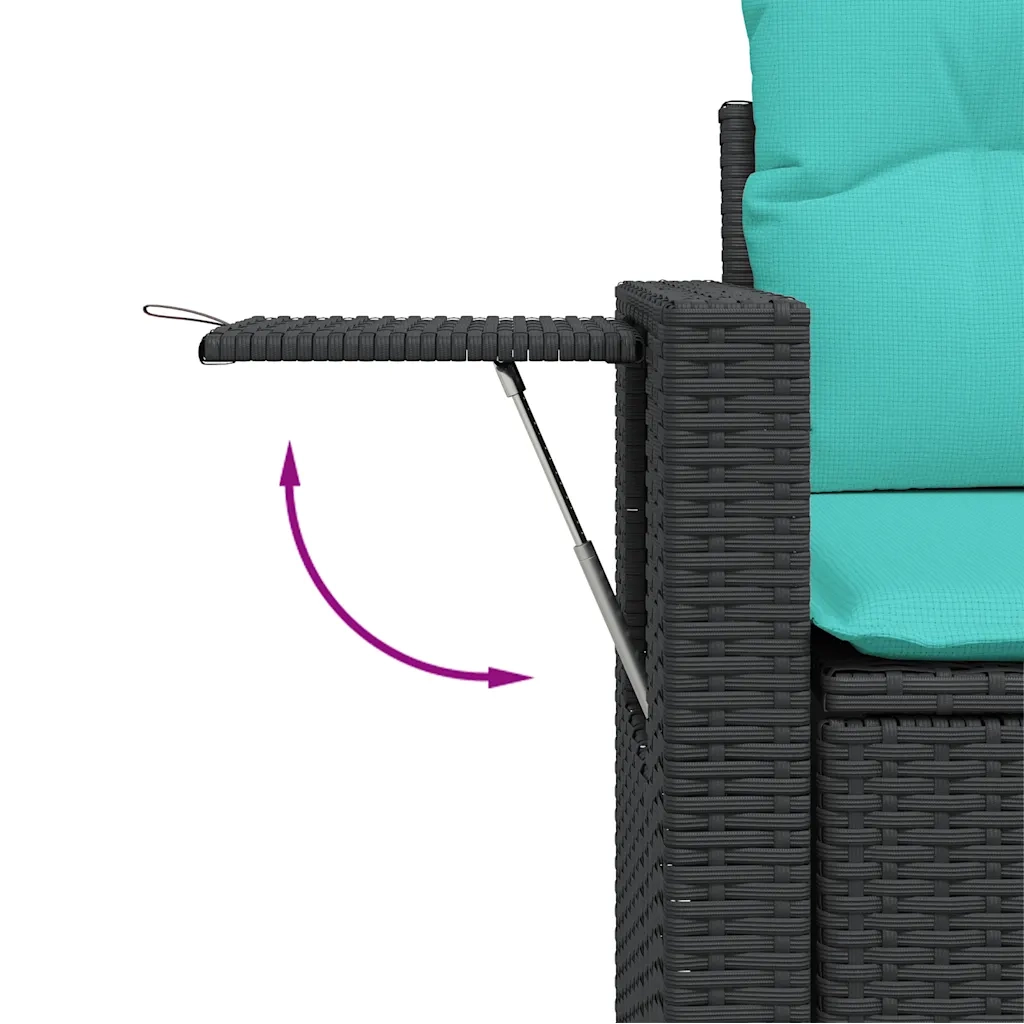 Salotto da Giardino-Set Divani da Giardino 4 pz con Cuscini Nero in Polyrattan 589213