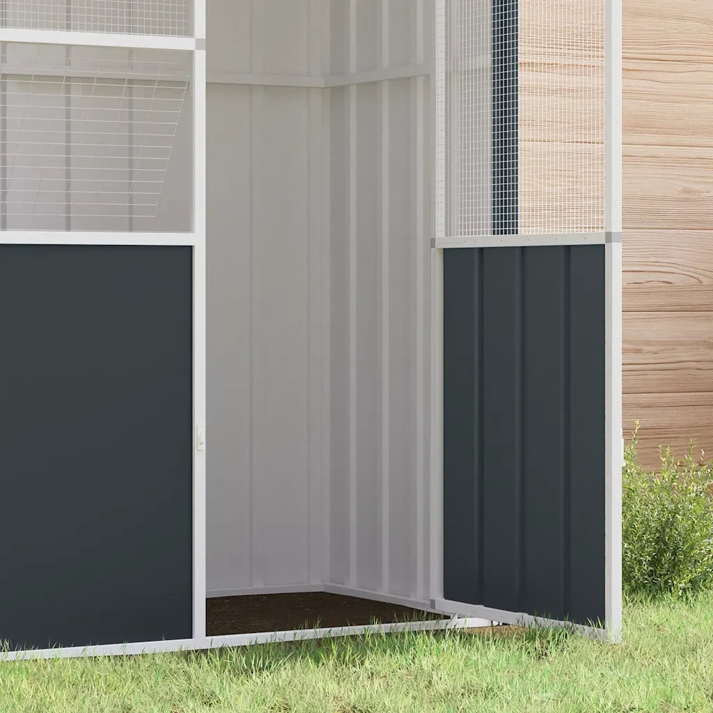 Gabbia per Uccelli Antracite 115x78x200 cm in Acciaio Zincato 172342