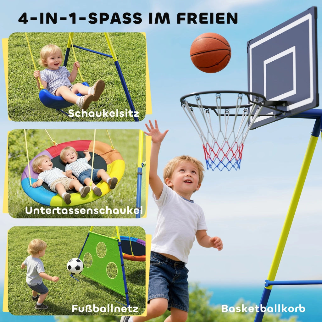 Set Gioco 4 in 1 con Altalena ¨C zephmum ¨C Grigio 288x160x220 cm