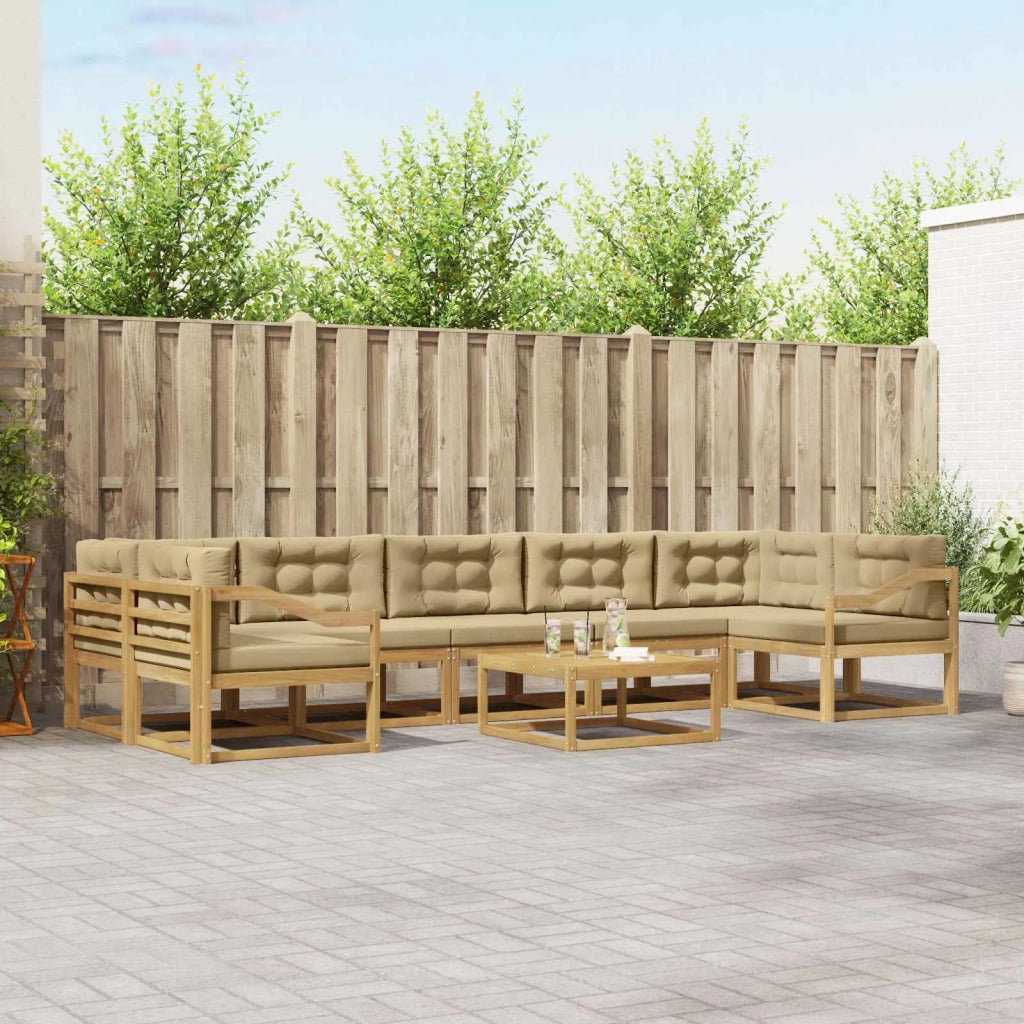 Set di divani da esterno con cuscino 6 pcs Bianco e Beige