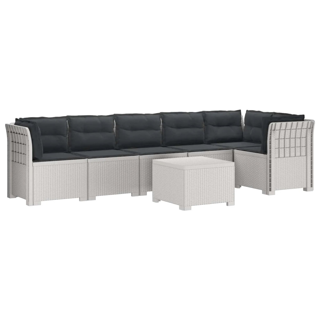 Divano da Giardino 6 Posti con Cuscini Aspetto Rattan PP Bianco 3444131